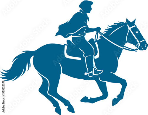 Gaucho riding horse across pampas