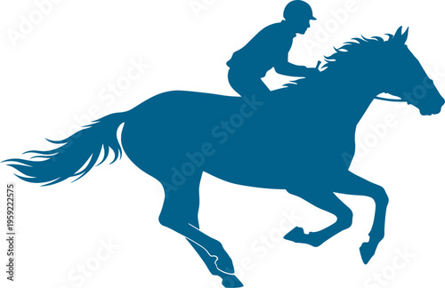 Professional jockey racing a horse at high speed