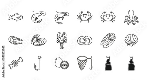 Collection of Various Sea Creatures and Marine Life Illustrations for Educational and Creative Use