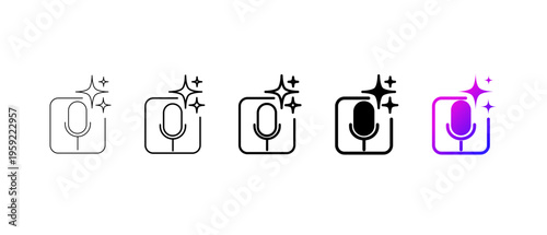 AI Voice Icon Set, Artificial Intelligence Speech and Voice Assistant Symbols