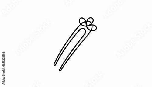 Minimalist Hairpin Icon, Elegant Hair Accessory, Simple Line Art