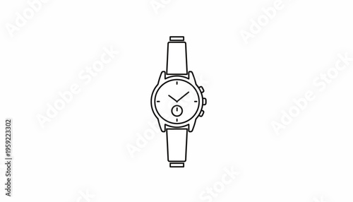 Minimalist Line Art Icon of a Classic Wristwatch, Simple Elegant Design
