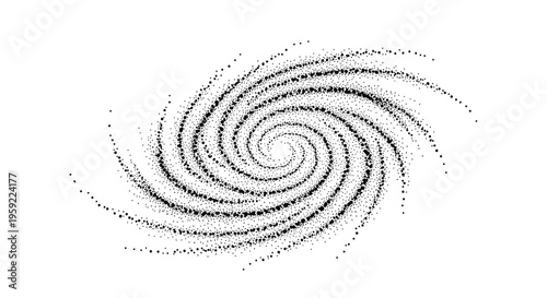 Abstract Spiral Galaxy Made of Dots on White Background