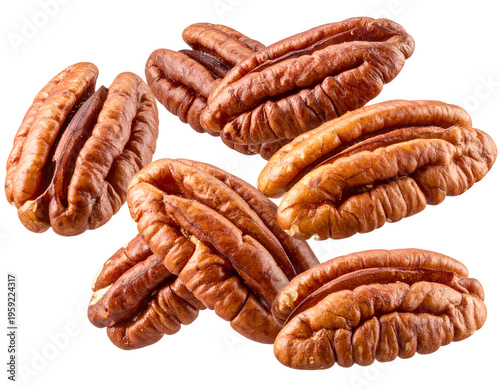 Close-up of several plump, shelled nuts arranged artfully