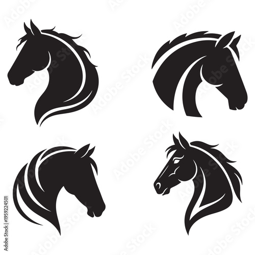 horse head icon vector silhouette