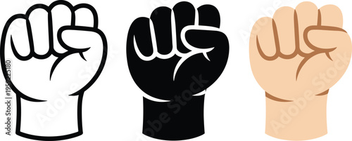 Power and protest icon with a raised fist. Symbol of strength, determination and resistance. Ideal for activism concepts, freedom movements, social campaigns, motivation themes