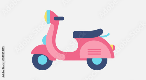 A colorful illustration of a pink scooter with a modern design