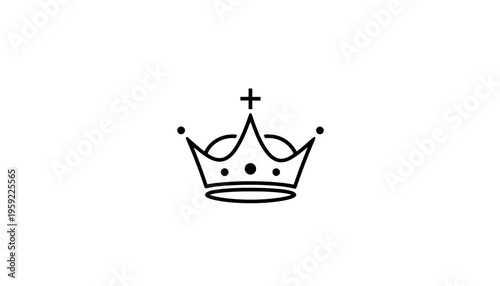 Minimalist Crown Icon with Cross Symbol, Royal Emblem, Luxury and Power Concept