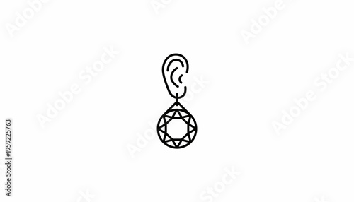Minimalist Earring Icon with Gemstone