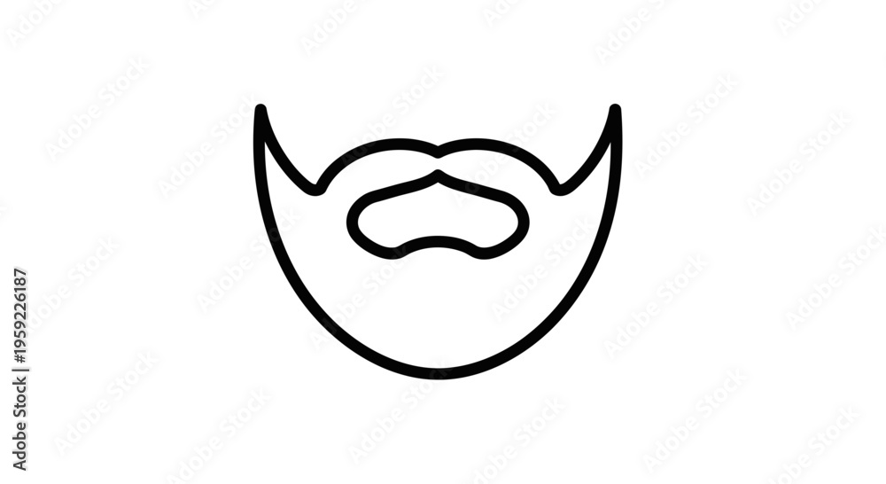 Fototapeta premium Minimalist Beard and Mustache Icon, Simple Line Art, Graphic Symbol