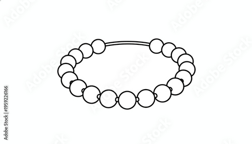 Minimalist Beaded Bracelet Line Art Illustration