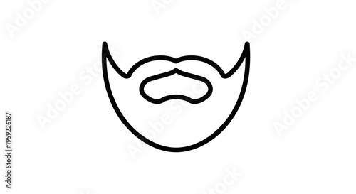 Minimalist Beard and Mustache Icon, Simple Line Art, Graphic Symbol
