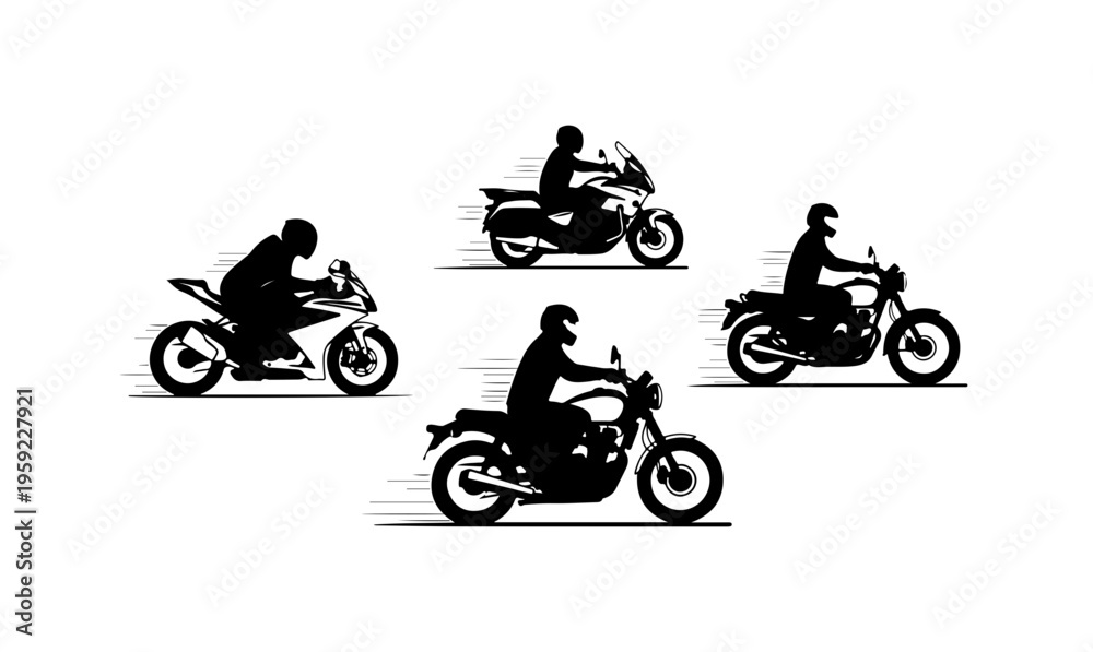 Naklejka premium Dynamic Silhouette Motorcycle Riders Collection