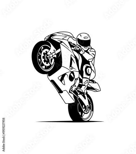 Stylized Upside-Down Motorcycle Vector Illustration