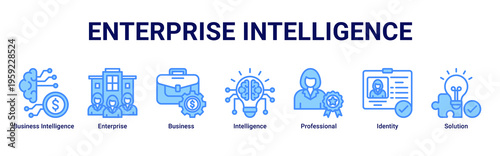 Enterprise Intelligence web banner icon vector illustration with Business Intelligence,Enterprise,Business,Intelligence,Professional,Identity,and Solution