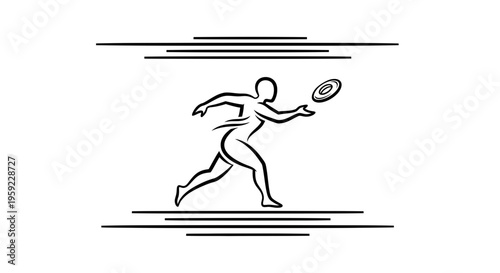 Dynamic Silhouette of a Person Throwing a Frisbee in Mid-Action