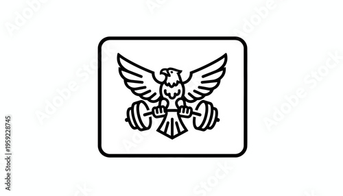 Eagle Holding Dumbbell Barbell Weight, Fitness Gym Logo, Strength Symbol, Workout Icon