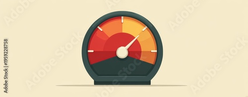 Minimalist Speedometer Illustration Indicating High Performance Levels in Flat Style Design for Efficiency and Productivity Concepts