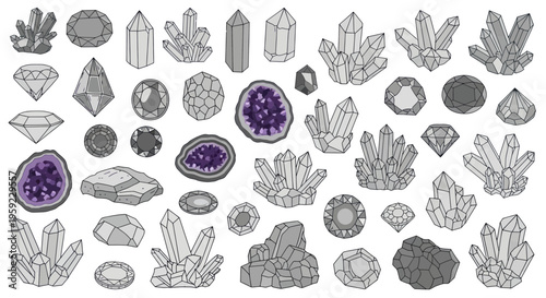 Collection of Various Crystals, Gemstones, and Geodes