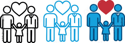 Family icons with hearts symbolizing love and relationships