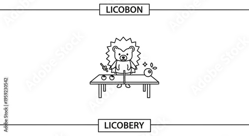 Cute Hedgehog Playing Table Tennis, Cartoon Style, Fun Sport Illustration