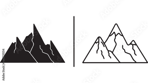 Mountain range outline and solid style
