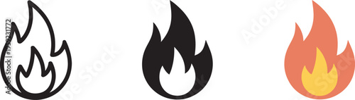 Fire flame icon, burning symbol, fireball energy sign, heat power illustration, abstract blaze design, simple clean vector graphic