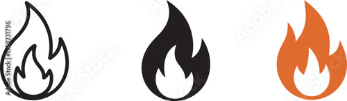 Fire flame icon, burning symbol, fireball energy sign, heat power illustration, abstract blaze design, simple clean vector graphic
