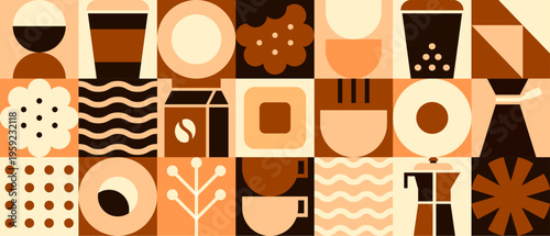 Geometric Coffee and Pastry Pattern