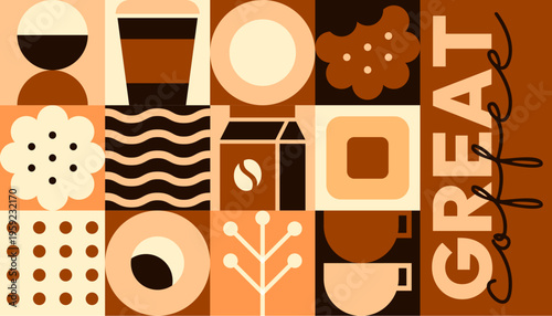 Flat Design Great Coffee and Bakery Elements Pattern