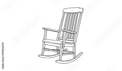 Modern hand-drawn rocking chair vector line art illustration on white background