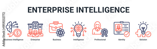 Enterprise Intelligence web banner icon vector illustration with Business Intelligence,Enterprise,Business,Intelligence,Professional,Identity,and Solution