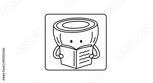 Cute Coconut Character Reading a Book with Arms and Legs