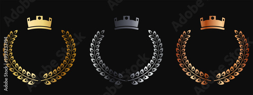 Vector image of the king and queen's crown. Collection of golden royal crown symbols. Luxurious symbols of monarchy and leadership. Element for your design.
