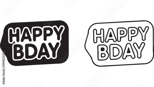 Happy birthday text in rounded shape with transparent background