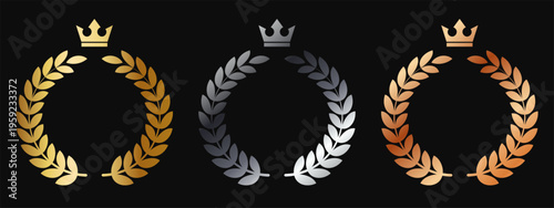 Vector image of the king and queen's crown. Collection of golden royal crown symbols. Luxurious symbols of monarchy and leadership. Element for your design.