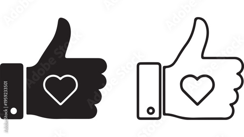 Like and love icon with mobile phone