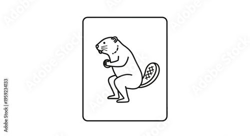 Cute Beaver Holding Acorn Icon