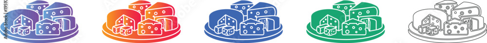 Fototapeta premium Assorted Cheese Platter Icons