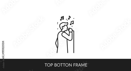 Singer Performing Live with Microphone and Musical Notes Icon