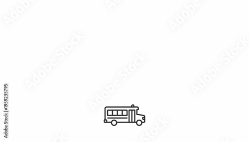 Simple Line Art Icon of a Yellow School Bus on a White Background