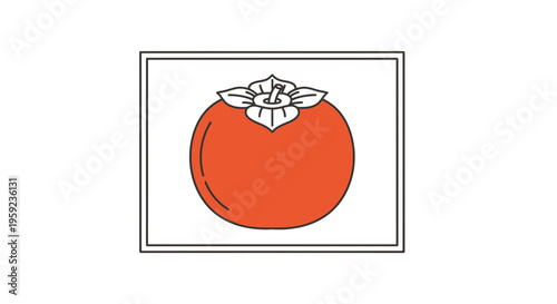 Simple persimmon fruit illustration, isolated on white background, graphic resource