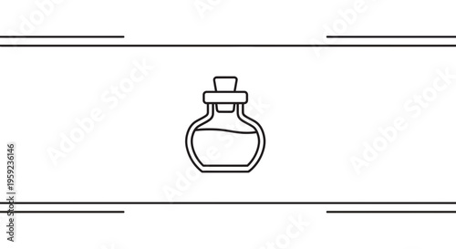 Simple Outline Icon of a Potion Bottle with Liquid