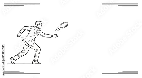 Businessman throwing frisbee, outdoor activity, leisure time, business concept