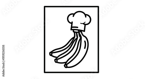 Bunch of Bananas with Chef Hat Icon - Culinary Concept