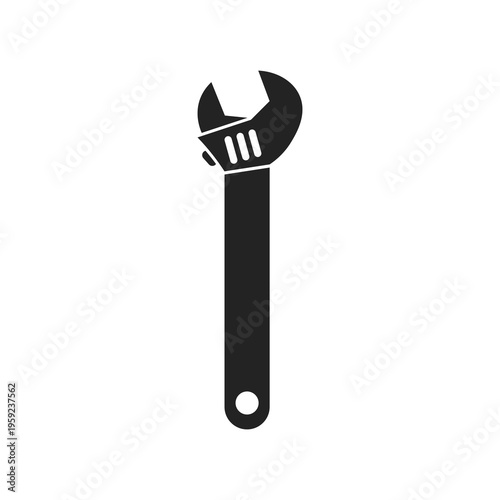 Isolated illustrations silhouette of adjustable wrenches  for craftsmen and mechanics icons.