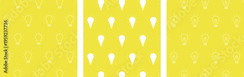 光る電球マークの黄色い背景の模様セット