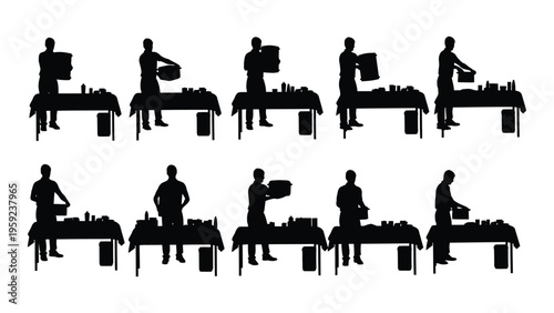 Silhouette illustrations of a person giving various types of massages on a massage table