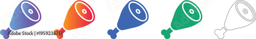 Meat Leg Icon Set