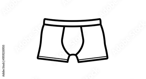 Mens Boxer Briefs Icon, Underwear Line Art, Simple Outline of Mens Underwear